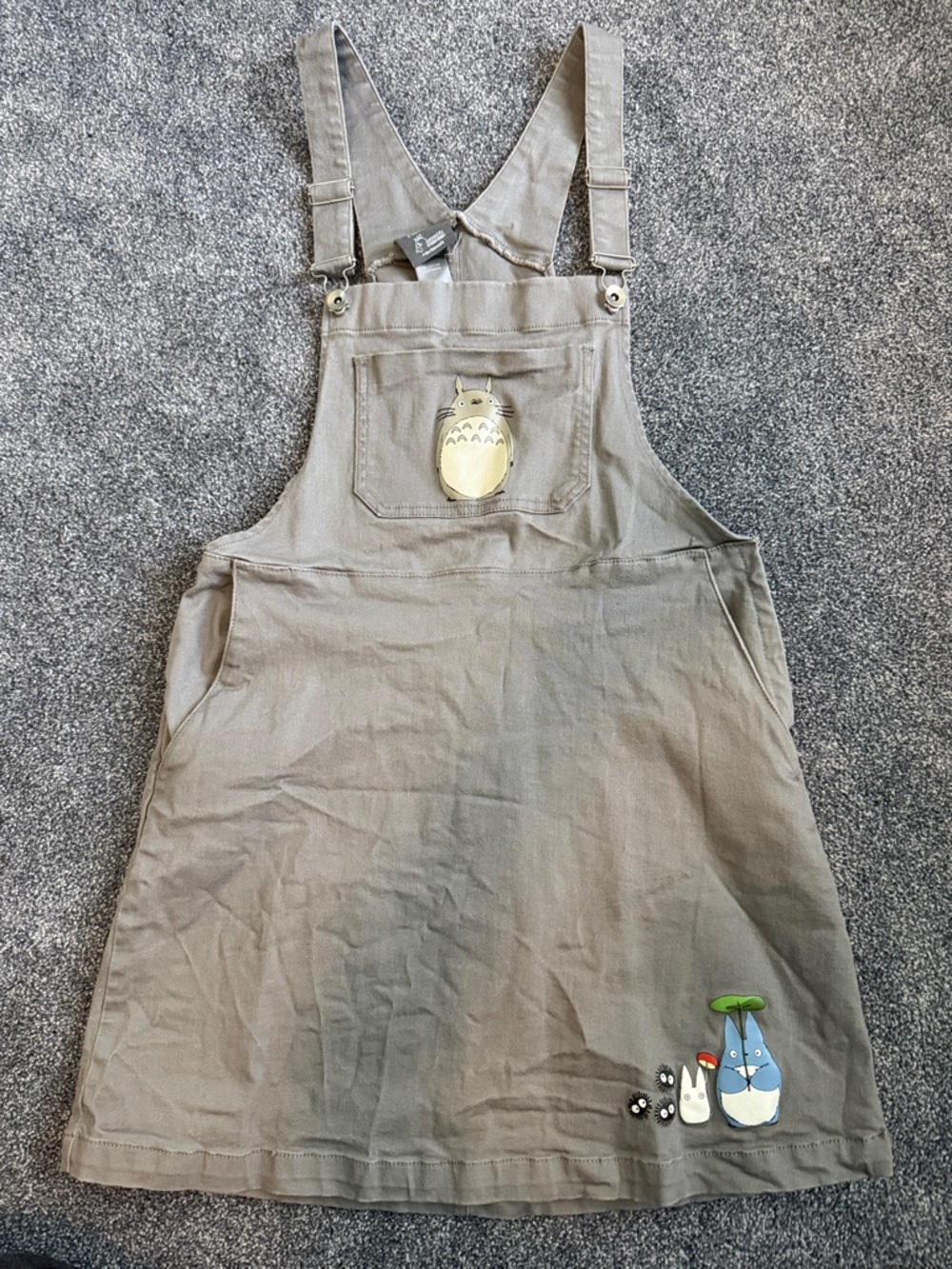 Totoro Appliqué grey overall dress.